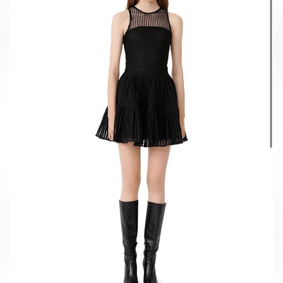 Maje Nwt Tulle Rollanga A Line Mini Dress In Black Size 36 Small Mesh Goth Mini